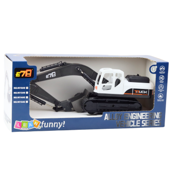 Koparka Gąsienicowa Metalowa Łyżka Ruchome Przeguby Obrót 360° Biała