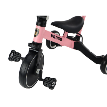 Rower Trójkołowy PRO50 Rowerek Z Rączką Do Prowadzenia Różowy