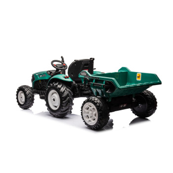 Traktor Na Akumulator HC-306 Z Przyczepą Ciemno Zielony 24V