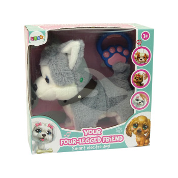 Pluszowy Piesek Husky Interaktywny Edukacyjny Smycz Piosenki Chodzi