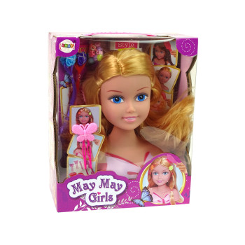 Głowa Lalki Akcesoria Koraliki Spinki Kolorowe Pasemka