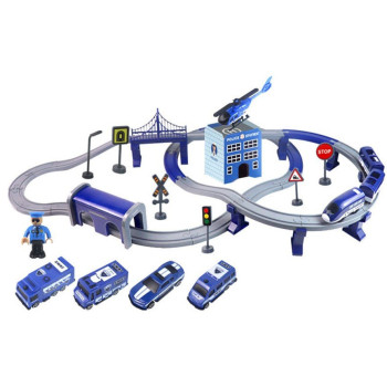 Zestaw Miasteczko Policja Pociąg Niebieski 203 km/h