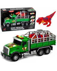 Ciężarówka Transporter Z Klatką Figurka Dinozaur T-Rex Światła Dźwięki 1:12