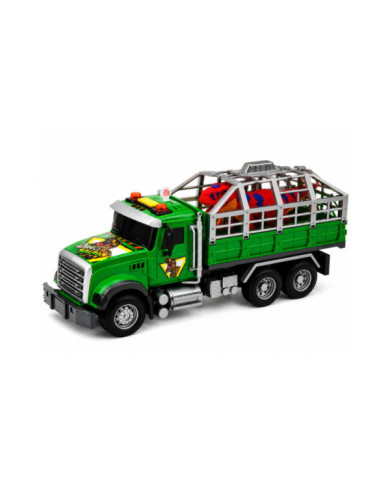 Ciężarówka Transporter Z Klatką Figurka Dinozaur T-Rex Światła Dźwięki 1:12