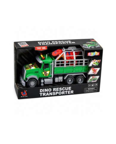 Ciężarówka Transporter Z Klatką Figurka Dinozaur T-Rex Światła Dźwięki 1:12