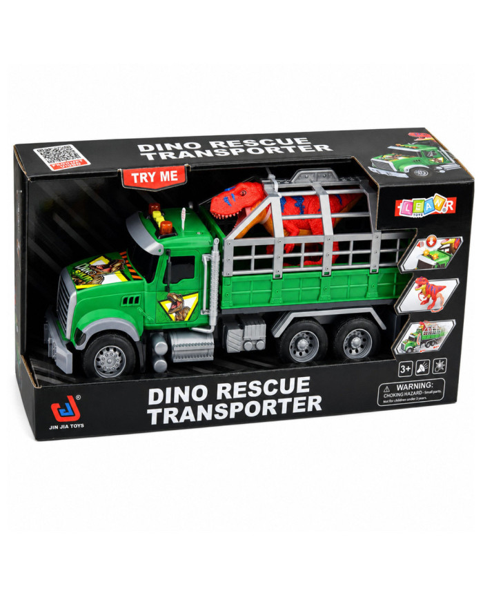 Ciężarówka Transporter Z Klatką Figurka Dinozaur T-Rex Światła Dźwięki 1:12