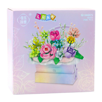 Klocki Konstrukcyjne Kompozycja W Pudełku Box Kwiatowy Fioletowy LED 706el.