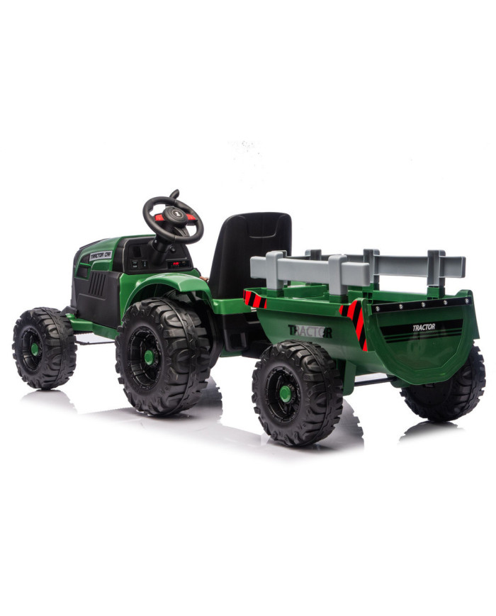 Traktor Na Akumulator CH9959B Z Przyczepą Ciemno Zielony 24V