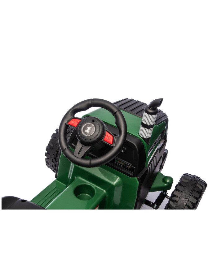 Traktor Na Akumulator CH9959B Z Przyczepą Ciemno Zielony 24V