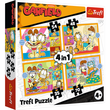 Puzzle 4w1 Garfield Kocha lasanięTrefl 34673