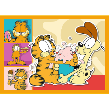 Puzzle 4w1 Garfield Kocha lasanięTrefl 34673
