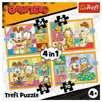 Puzzle 4w1 Garfield Kocha lasanięTrefl 34673
