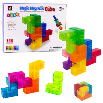 Klocki Magnetyczne Układanka Magic Cube 156 Kart Z Wyzwaniami 9 el.