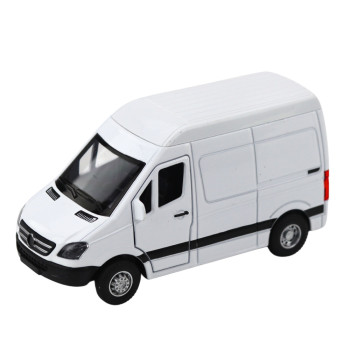 Samochód Dostawczy Metalowy Z Napędem Pull Back Światła Dźwięki Biały 1:32