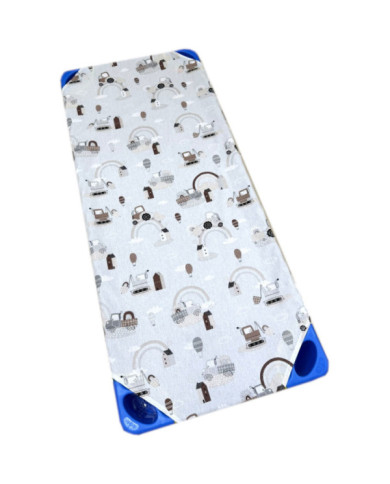 Prześcieradło na leżak do żłobka, przedszkola 60x140 szare koparki