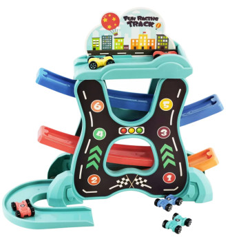 Zestaw Edukacyjny Tor Samochodowy Zjeżdzalnia Trzy Poziomy