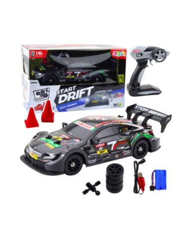 Samochód Wyścigowy Auto Do Driftu RC Czarny Karbon 30km/h 1:16