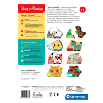 Puzzle Mali Przyjaciele Zwierzątka Farma Uczę się Bawiąc Język Polski Clementoni 50761