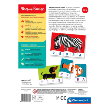 Gra edukacyjna Puzzle Moje Pierwsze Słowa Uczę się Bawiąc Język Polski Clementoni 50770