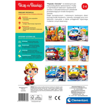 Gra edukacyjna Pojazdy i Zawody Uczę się Bawiąc Język Polski Clementoni 50765