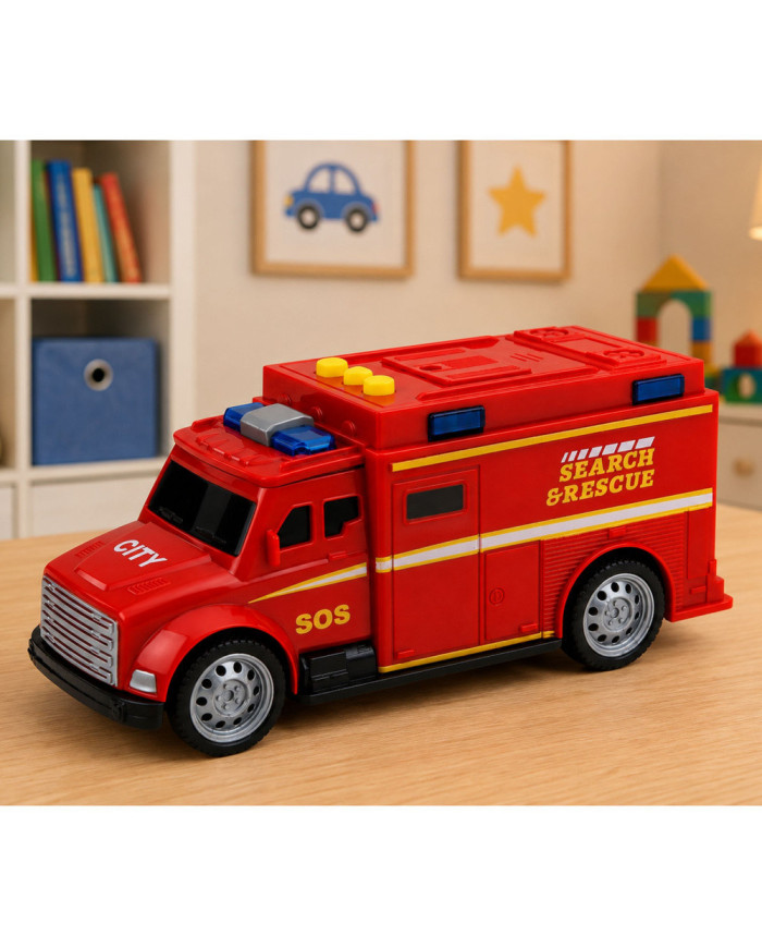 Samochód Ratunkowy Karetka Ambulans Światła Dźwięki Czerwony 1:32