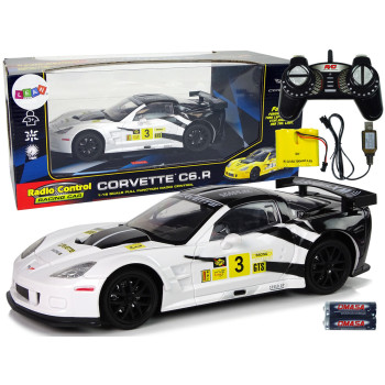 Auto Sportowe Wyścigowe R/C 1:18 Corvette C6.R Biały 2.4 G Światła