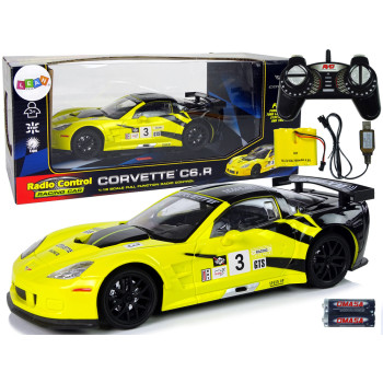 Auto Sportowe Wyścigowe R/C 1:18 Corvette C6.R Żółty 2.4 G Światła