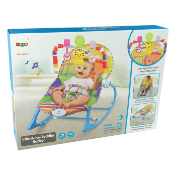 Kołyska Bujaczek Fotelik Krzesełko 2w1 Niebieski Tygrysa Dźwięki Wibracja