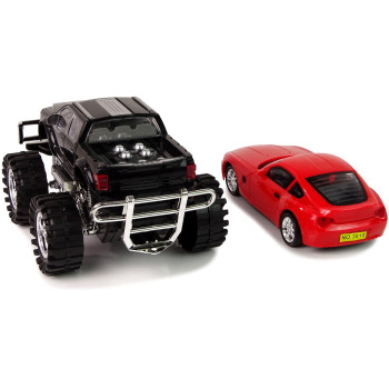 Zestaw Pojazdów Czarny Monster Truck Białe  Laweta 58 cm