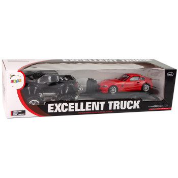 Zestaw Pojazdów Czarny Monster Truck Białe  Laweta 58 cm