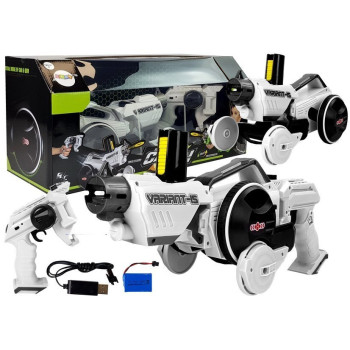 Pistolet Wyrzutnia Autko 2 w 1 Zdalnie Sterowany Piankowe Krążki Biały 2,4 G