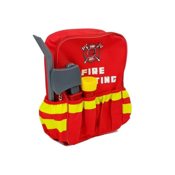 Zestaw Strażaka Plecak Latarka Gaśnica Megafon Akcesoria Czerwony
