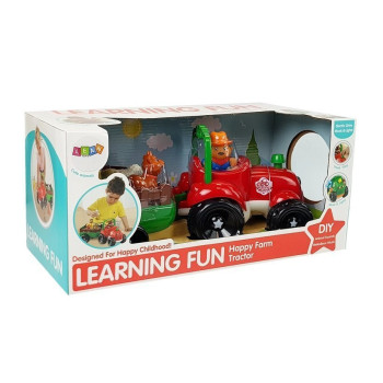 Traktor z Przyczepką, Zwierzętami Dla Niemowląt  na Baterie Światła Dźwięk
