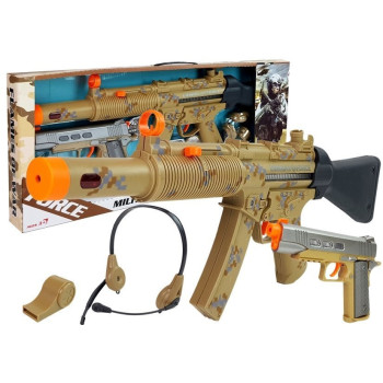 Zestaw Wojskowy Broń Dwa Pistolety Słuchawki Gwizdek