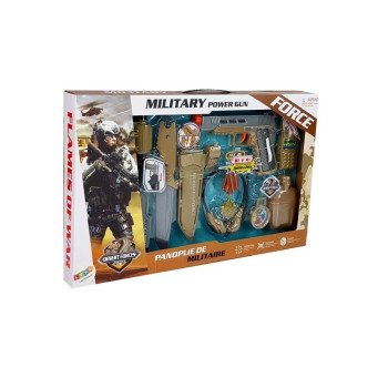 Zestaw Wojskowy z Akcesoriami Pistolet Nóż Lornetka Słuchawki Gwizdek Krótkofalówka Jasnozielony