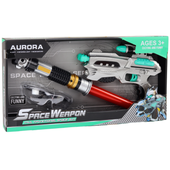 Zestaw Kosmiczny Miecz Świetlny Pistolet Okulary Ochronne