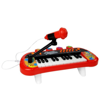 Keyboard Pianinko 24 Klawisze USB Mikrofon Czerwony