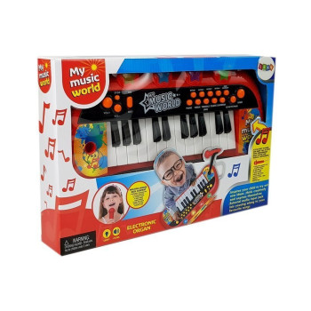 Keyboard Pianinko 24 Klawisze USB Mikrofon Czerwony