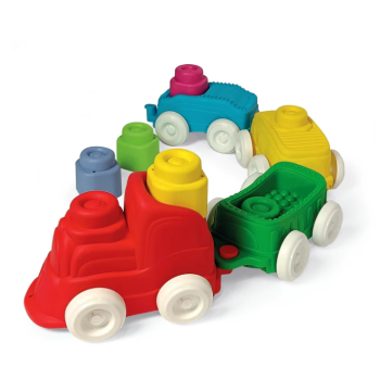 Clemmy Kolorowy Pociąg Sensoryczny Lokomotywa Wagony Klocki 70cm Clementoni 17961