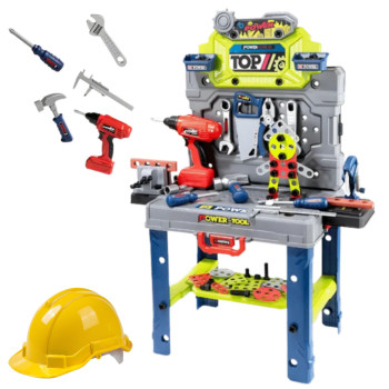 Stolik Majsterkowicza Walizka 2w1 Zestaw Narzędzi Wkrętarka Kask 133 el.