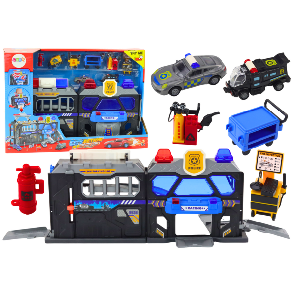Zestaw Rozkładany Tor Garaż W Walizce Policja Światła I Dźwięki