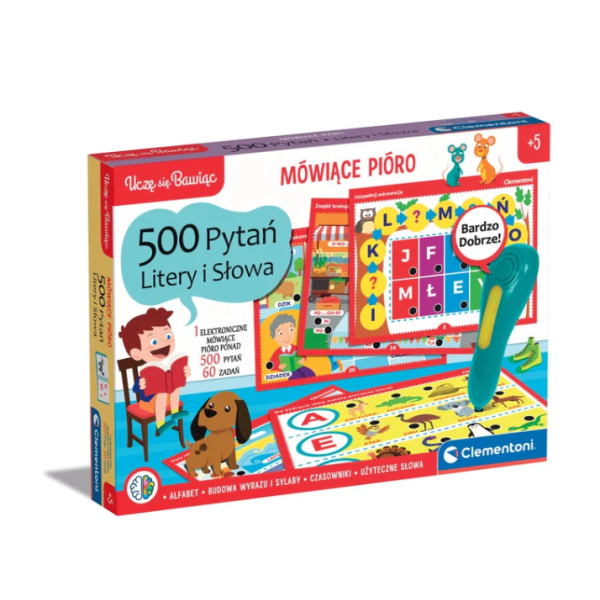 Mówiące Pióro 500 Pytań Litery i Słowa Uczę się Bawiąc Język Polski Clementoni 50780