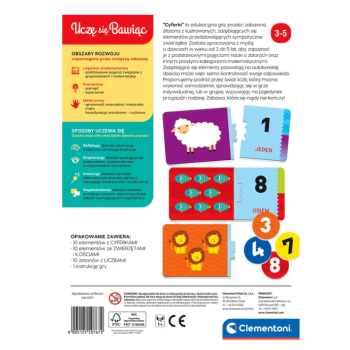 Gra edukacyjna Cyferki Matematyka Uczę się Bawiąc Język Polski Angielski Clementoni 50767