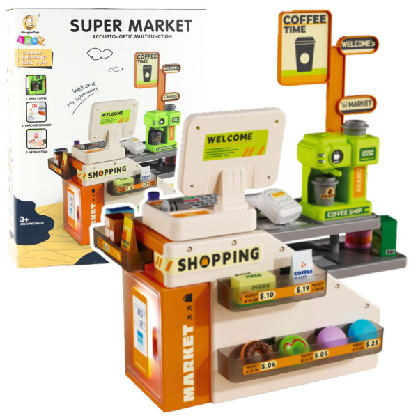 Kasa Fiskalna Sklepowa Kawiarnia Akcesoria Światła Dźwięki 70 el.