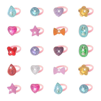 Zestaw Piękności Pierścionki Dla Dzieci Błyszczące Kolorowe  50 szt.