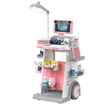 Zestaw Doktor Dentysta Wózek Medyczny Światła Różowy 26 el.