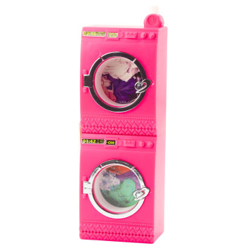 Zestaw Pralnia Dla Lalek Pralka Suszarka Wieszak Kosz Różowe