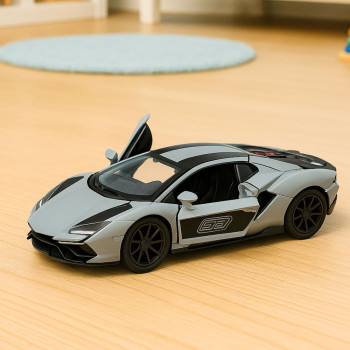 Samochód Wyścigowy Sportowy Metalowy Napęd Otwierane Drzwi Szary 1:32