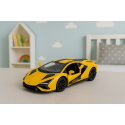 Samochód Wyścigowy Sportowy Metalowy Napęd Otwierane Drzwi Żółty 1:32