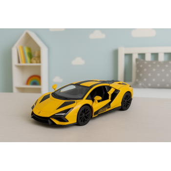 Samochód Wyścigowy Sportowy Metalowy Napęd Otwierane Drzwi Żółty 1:32